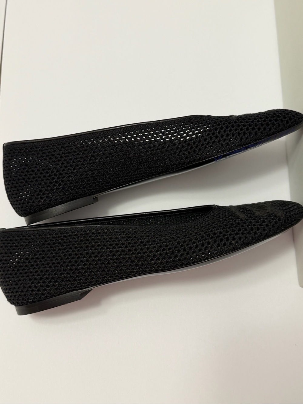 Burberry Black Mesh Ballet Flats EKD Leather Trim Ballerina Square Toe Size 36.5 - Picture 4 of 6